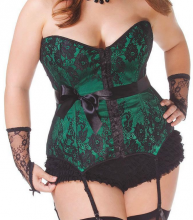 Plus Size Lace Over Satin Corset Coquette 1063X Bustier Corset 1X/2X