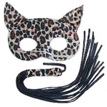 short faux fur leopard spot print mask 45cm cat of fourteen tails whip 