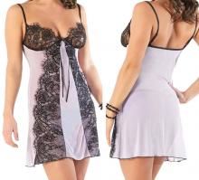 Coquette Women's Underwire Mesh Lace Chemise OSXL and G-String Set 