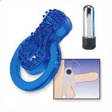 Vibrating Cock 'N' Balls Ring Blue with Mini Vibe Stretchable ball harness clitoral stimulations Cock ring