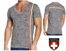 Andrew Christian Male Deep V Neck Tee Grey Mens Smart Stripe T Shirt All Sizes