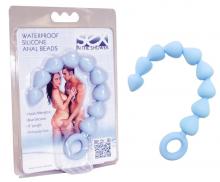 Sex In The Shower Waterproof Silicone Anal Beads Blue Butt Play Loop Handle