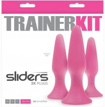 Butt Plugs 3 Trainer Sliders Butt Plugs 3 Piece Sliders Trainer Suction Cupped Kit Pink Training Silicone
