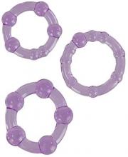 Cock Ring Mens 3 Pack Purple TPRubber Stretchy Enhance Erection Health Sex Aid
