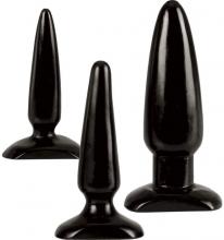 Anal Beginners Kit Black Colt Anal Trainer Kit 3 Piece Male Butt Plug Set Waterproof Fetish Sex Toys