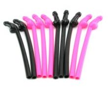 Girl’s Night Playful Party Straws Hens Night Colour Straws Pack of 10 Black and Pink