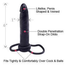 Double Penetration Dong Sexual Wellness Adult Toys Sex Couples Double Cock Ring & Ball Strap
