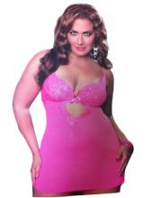 Bright Pink Chemise Queen XL Bright Pink Chemise 2 Piece Women Queen Intimates Sleepwear Lingerie XL STM9646