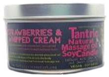 Tantric Strawberry Massage Candle Tantric Natural Massage Oil Candle Strawberries & Whipped Cream Safe Wax Fun