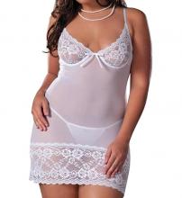 White Lace Mesh Chemise Medium STM9184 Parisian Bride Honeymoon Night Babydoll  