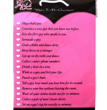 16 wild dares for the bride to be Bride to be wears the checklist
