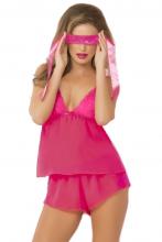 Pink Chiffon Chamisole & Short Set Pink Chiffon Lace Chamisole & Short Set 2 Piece Adult Women Lingerie XL STM10680