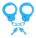 Neon Fun Cuffs Metal Blue Chrome Style Steel Hand Cuffs for Dress Up Cops & Robb