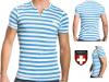 Andrew Christian Mens Vista Clip Tee Teal Blue Striped Male Crew Neck T Shirt